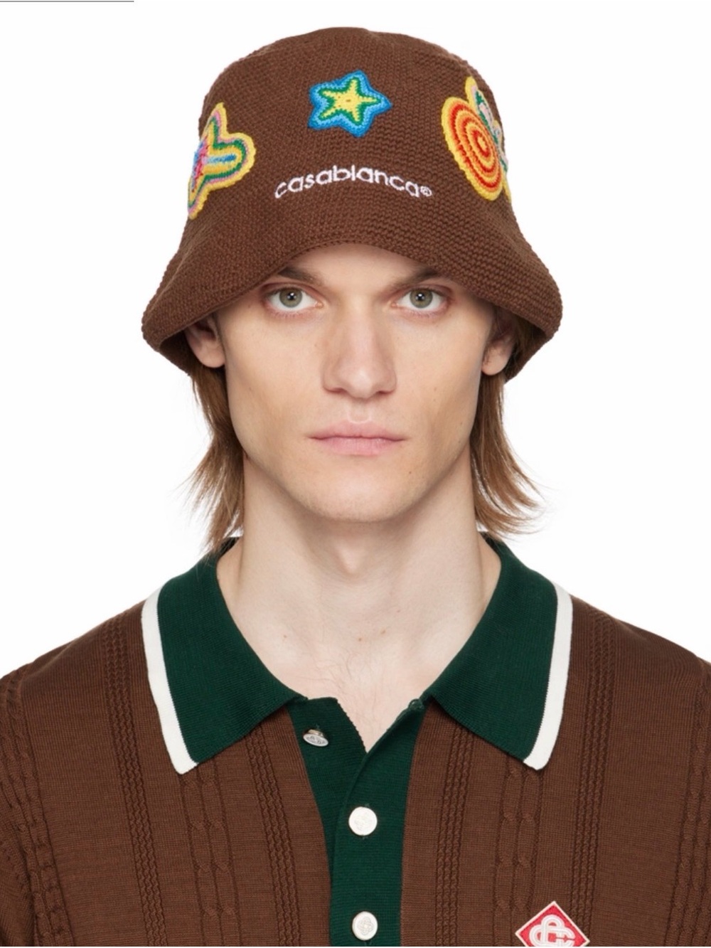 Casablanca Brown Embroidered Bucket Hat Casablanca Brown Crochet Bucket Hat